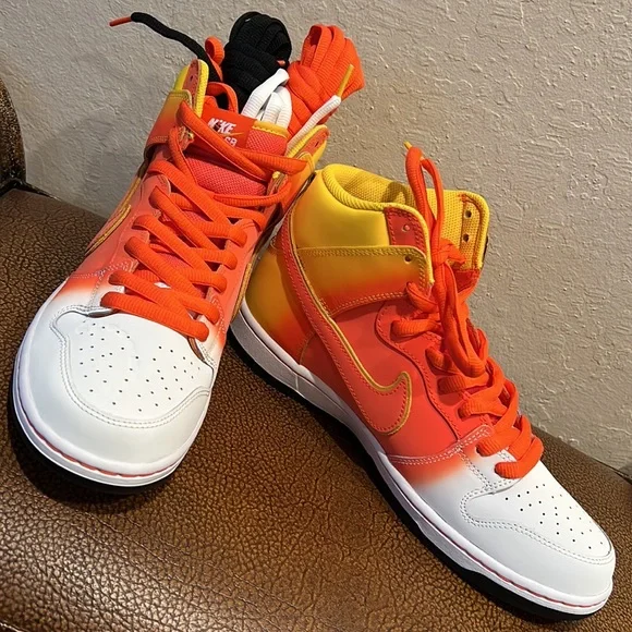 Brand New Rare Nike SB Dunk High Orange/Yellow Sweet Tooth Candy Corn Sneakers!